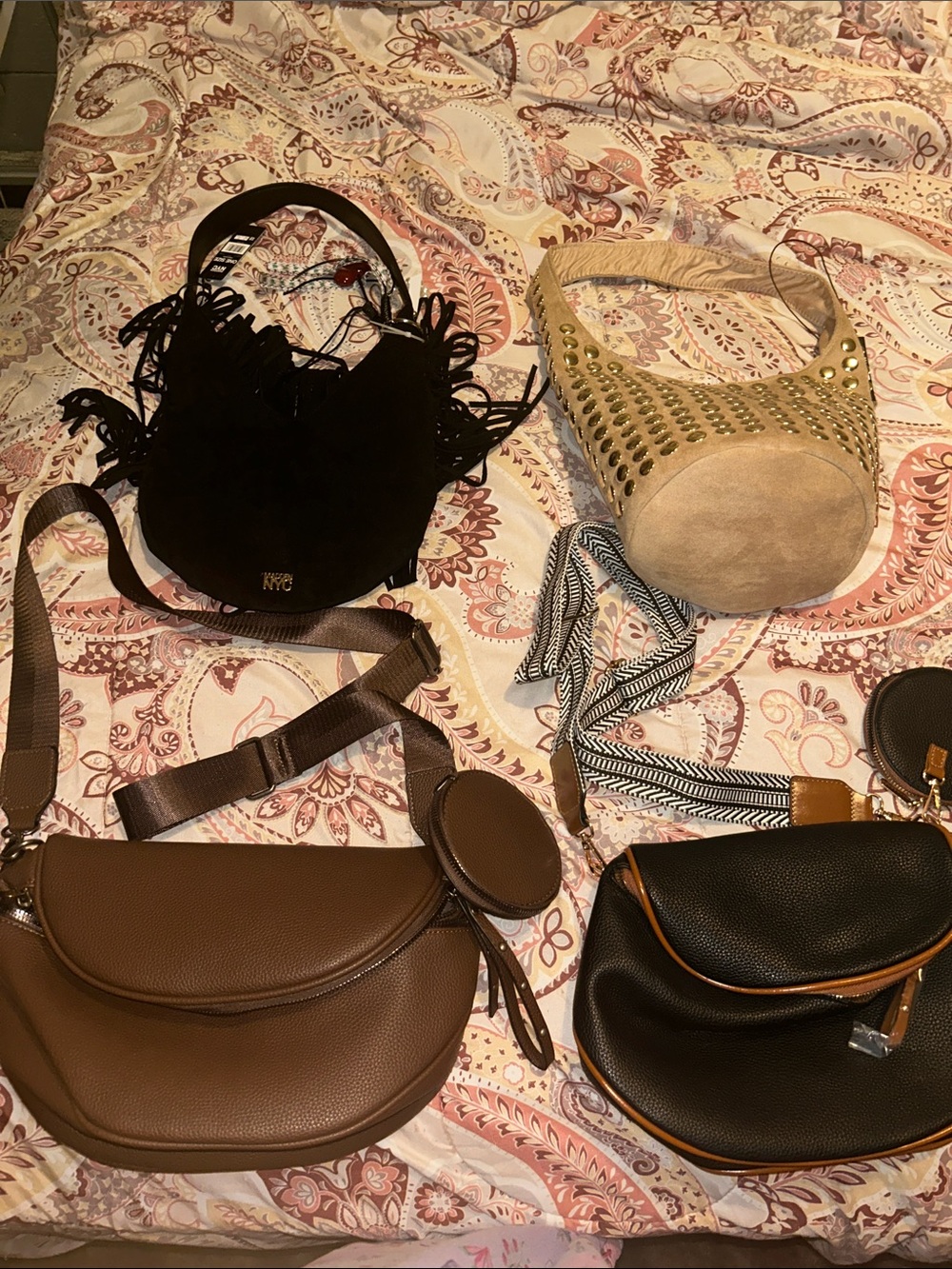 Brown Leather Crossbody Bag with Coin Pouch